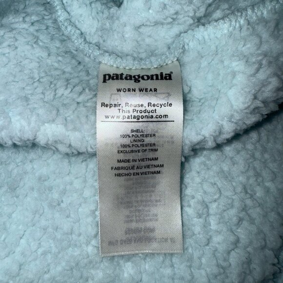 Patagonia Fleece Pullover Womens S Light Blue Sherpa Quarter Zip Warm Soft Layer - Picture 6 of 6